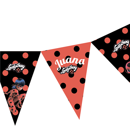 Banderín triángulos Miraculous Ladybug Pers.
